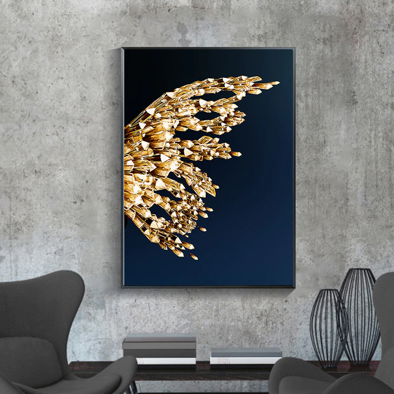 Golden Butterfly Wings Boutique Abstract Wall Art Fine Art Canvas Prints Modern Pictures For Luxury Living Room Bedroom Stylish Glamour Home Decor