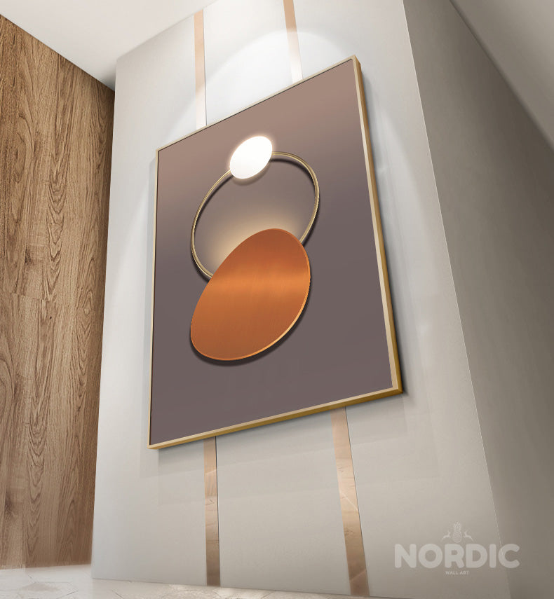 Golden Ring Modern Aesthetics Abstract Wall Art Fine Art Canvas Prints Geometric Pictures For Luxury Living Room Dining Room, Home Office Decor