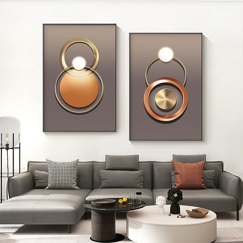 Golden Ring Modern Aesthetics Abstract Wall Art Fine Art Canvas Prints Geometric Pictures For Luxury Living Room Dining Room, Home Office Decor