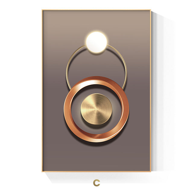 Golden Ring Modern Aesthetics Abstract Wall Art Fine Art Canvas Prints Geometric Pictures For Luxury Living Room Dining Room, Home Office Decor