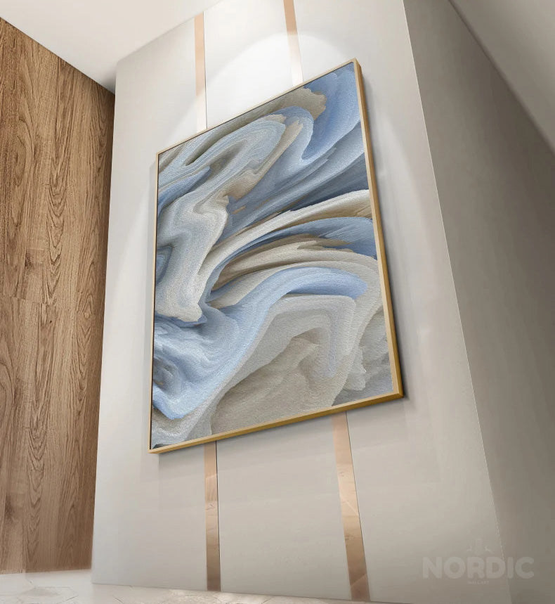 Abstract Beige Blue Gray Alien Cloud Wall Art Fine Art Canvas Prints Modern Pictures For Apartment Living Room Dining Room Home Office Decor