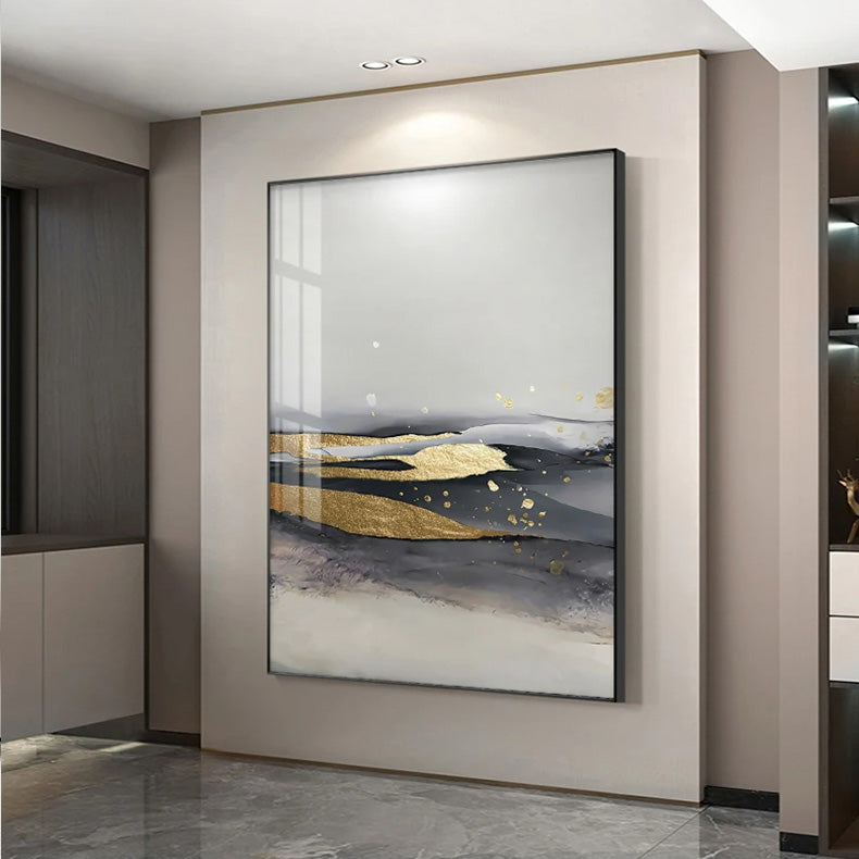 Black Gray Golden Minimalist Wall Art Fine Art Canvas Prints Nordic Abstract Pictures For Luxury Living Room Kitchen Dining Room Entrance Hall Art Decor