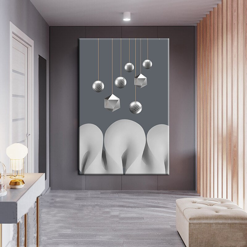 Modern Aesthetics Abstract Geometric Minimalist White Gray Wall Art Fine Art Canvas Prints For Loft Apartment Living Room Home Office Interior Decor