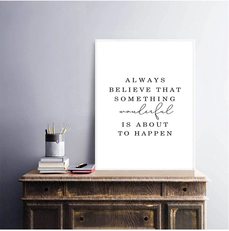 Always Believe Fashion Quotes Wall Art Fine Art Canvas Prints Black White Minimalist Posters Pictures For Living Room Girl's Bedroom Salon Art Decor