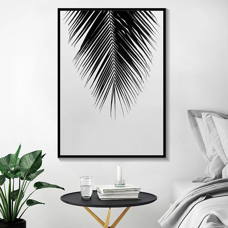Palm Leaves Minimalist Wall Art Fine Art Canvas Prints Black White Posters For Modern Living Room Pictures For Simple Living