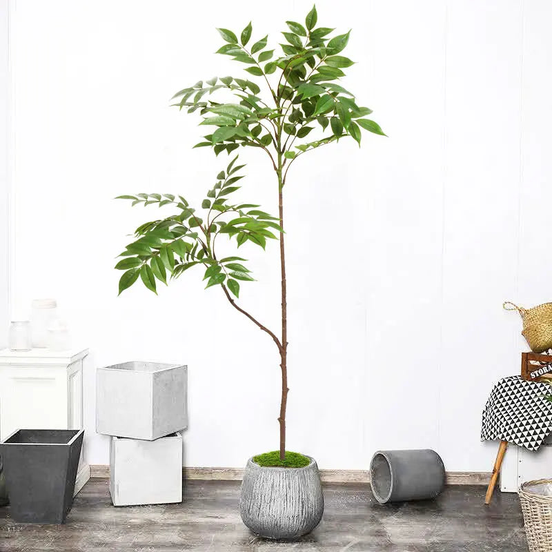 Lush Greenery Faux Plants For Creative Interior Landscaping 110cm Large Tree Branch Varnished Leaves Tall Green Fake Houseplant For Home Garden Indoor Outdoor Decor