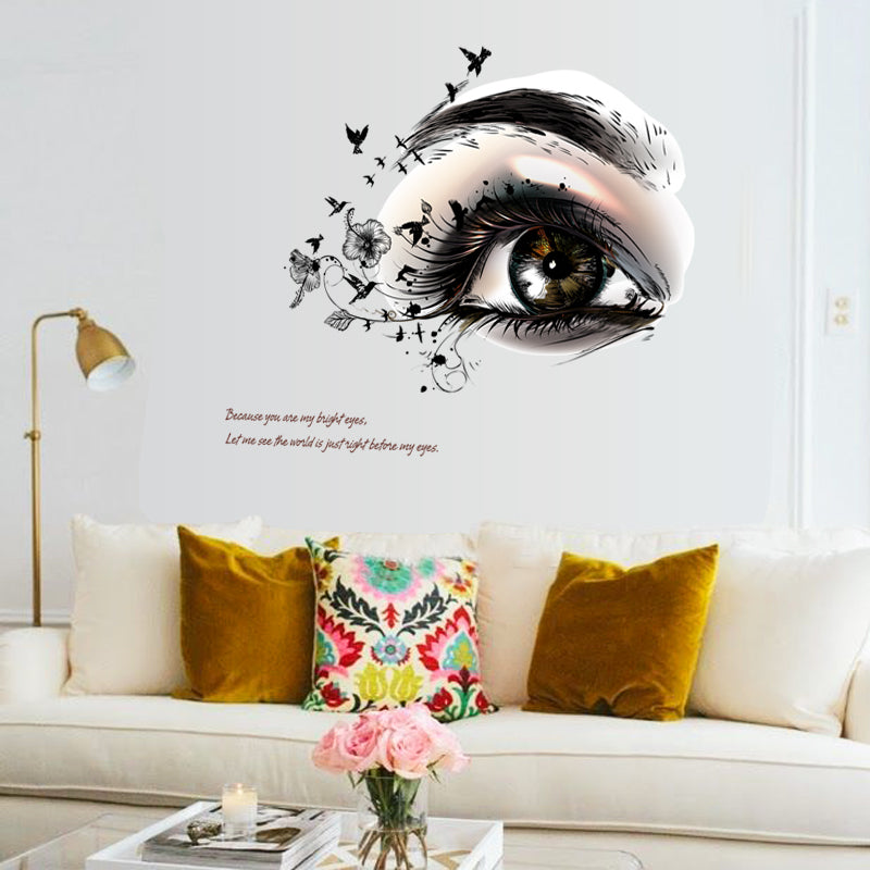 Bright Eyes Beauty Fashion Wall Decal Removable PVC Wall Mural For Girl's Bedroom Wall Stickers For Living Room Beauty Salon Creative DIY Home Wall Art Decor