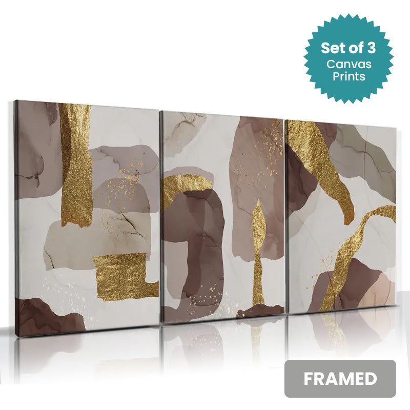 Set of 3Pcs FRAMED Nordic Abstract Wall Art Fine Art Canvas Prints, Framed With Wood Frame. Size Options: 20x30cm & 30x40cm