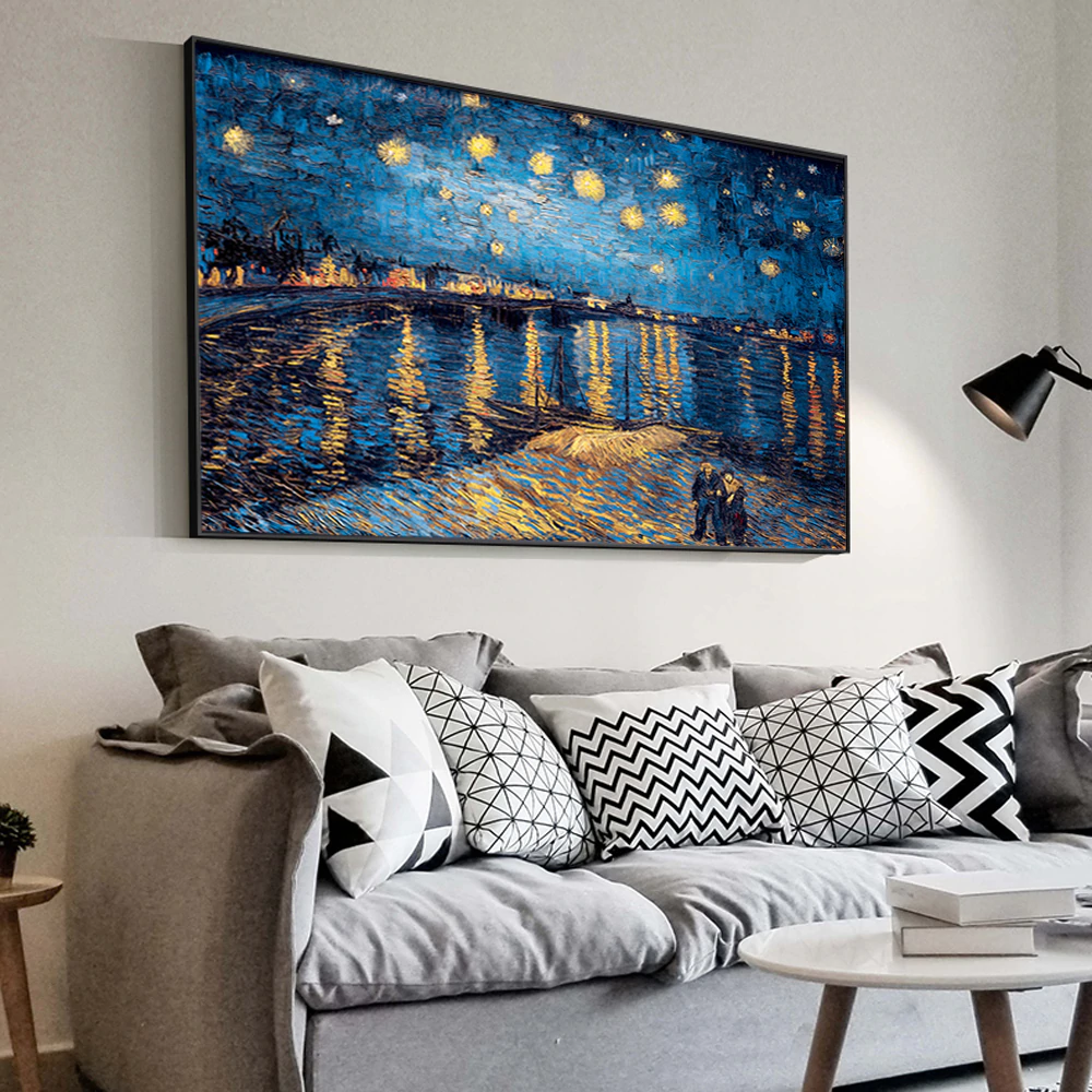 Famous Paintings Reproduction Van Gogh Starry Night Over The Rhone Post-Impressionist Fine Art Canvas Print For Living Room Wall Decor