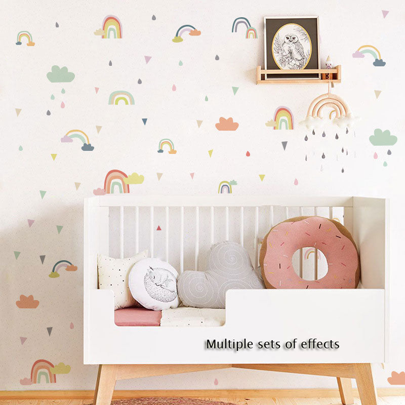 Rainbow Clouds Nursery Decor Wall Decal Removable Peel-and-stick Vinyl PVC Wall Decal For Kids Bedroom Wall Simple Creative DIY Wall Art Home Decor