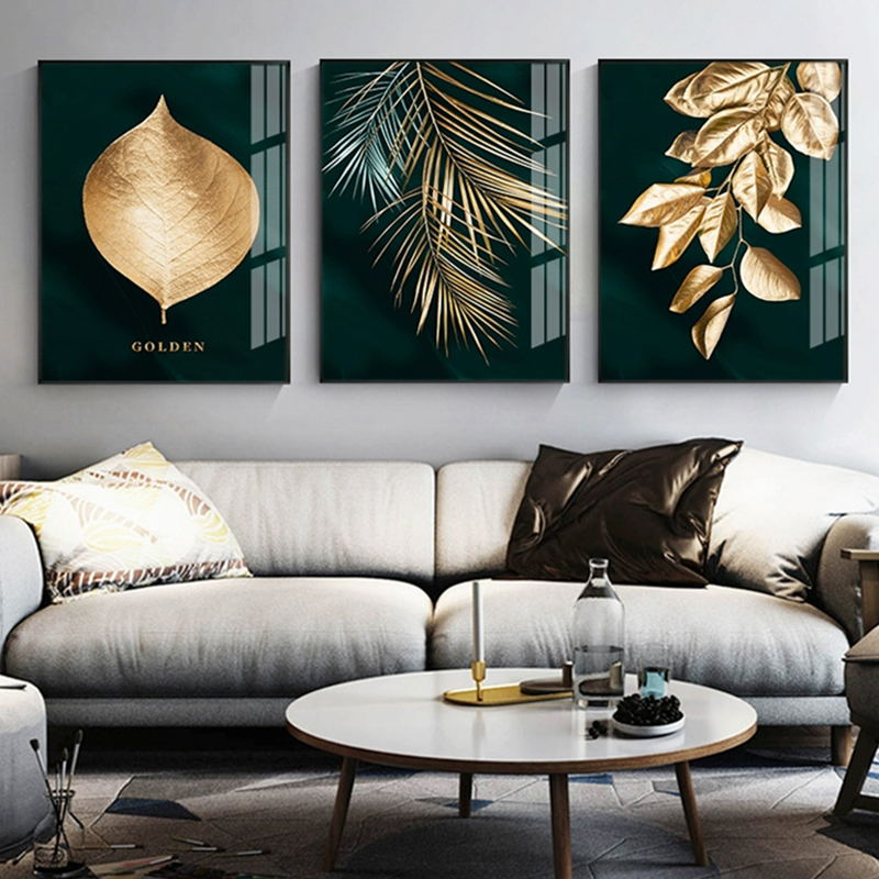 Golden Leaf Wall Art Minimalist Nordic Tropical Plants Fine Art Canvas Prints Luxury Pictures For Living Room Dining Room Modern Home Decor