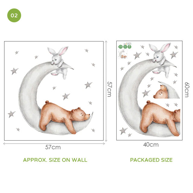Cute Teddy Bear Moon Cloud And Stars Wall Decals For Kids Room Removable Wall Stickers For Baby Room Nordic Nursery Wall Creative DIY Art Decor