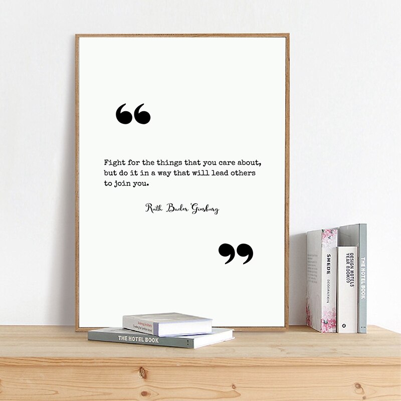 The Notorious RBG Ruth Bader Ginsberg Famous Quotation Black White Wall Art Fine Art Canvas Print Minimalist Inspirational Motivational Posters Wall Art Decor
