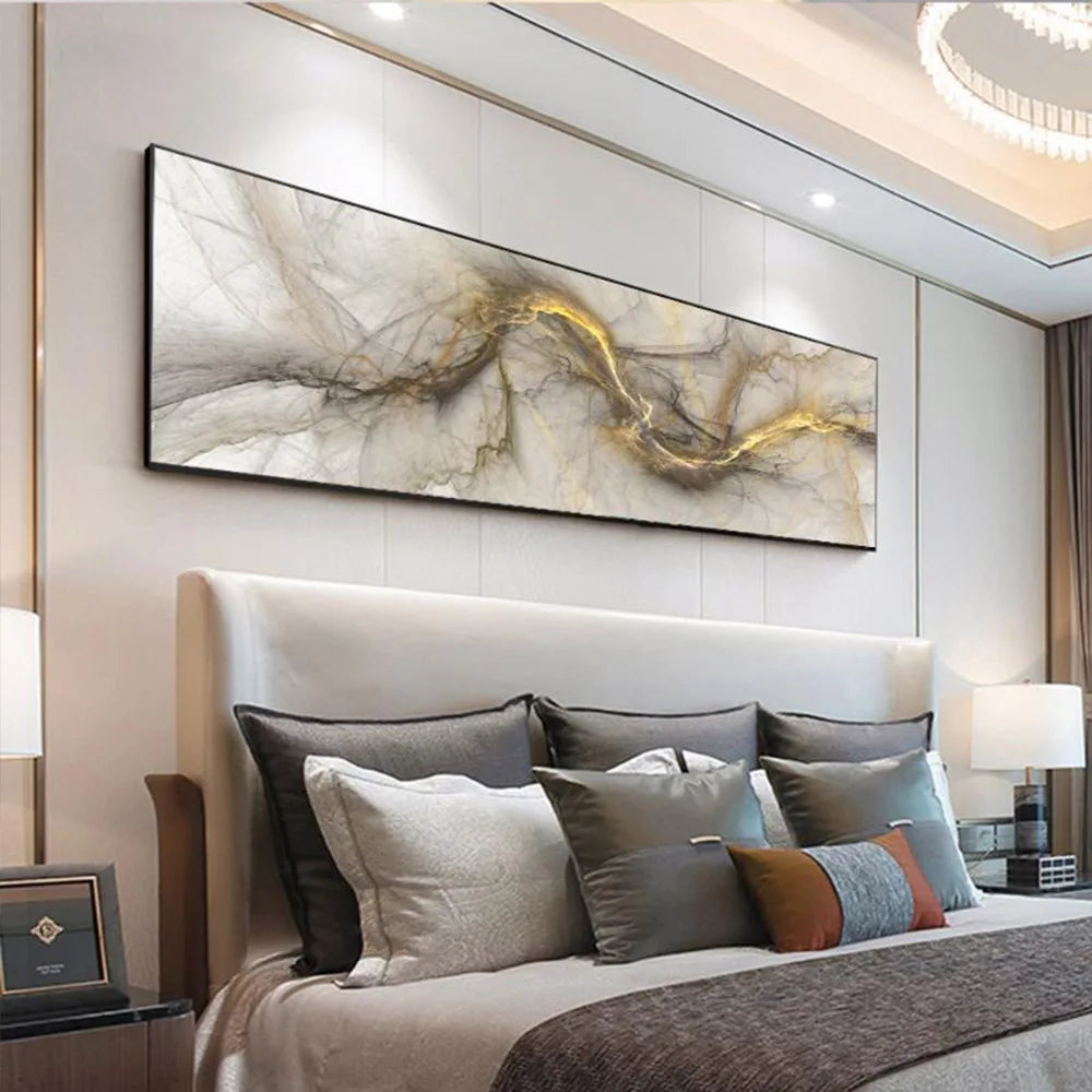 Beige Abstract Alien Cloud Wall Art Fine Art Canvas Print Wide Format Picture For Modern Bedroom Above The Bed or Living Room Above The Sofa