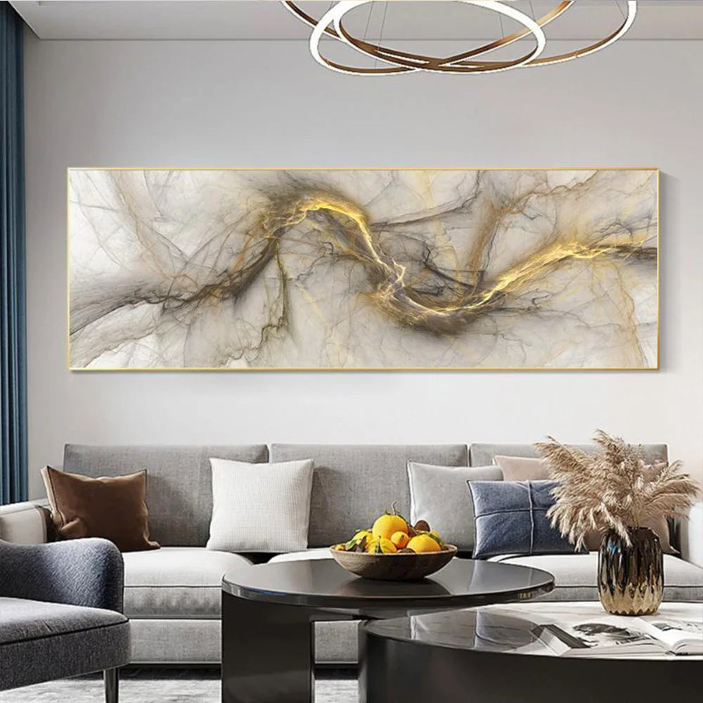 Beige Abstract Alien Cloud Wall Art Fine Art Canvas Print Wide Format Picture For Modern Bedroom Above The Bed or Living Room Above The Sofa