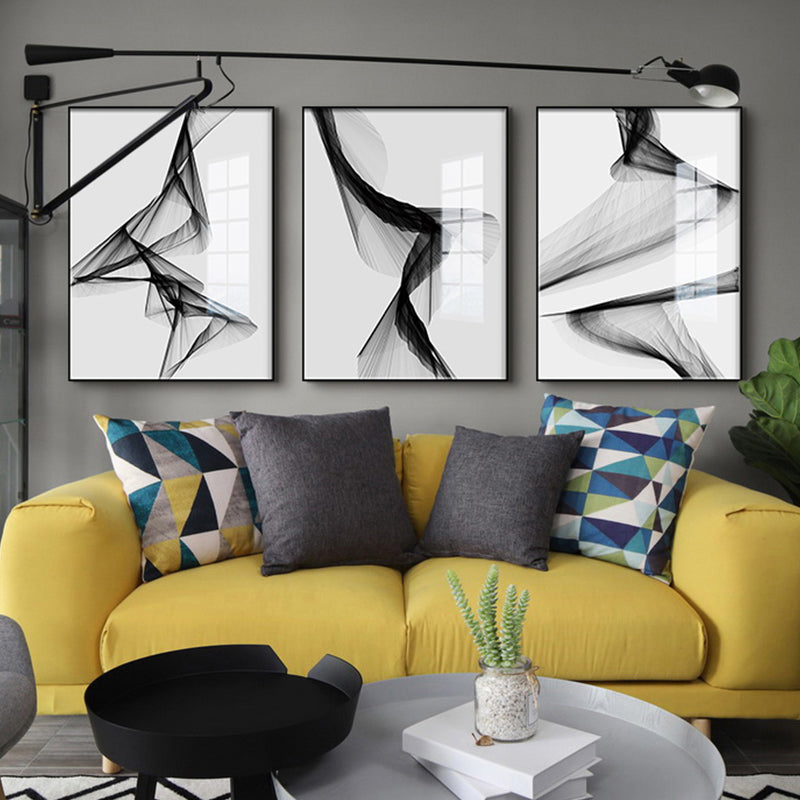 Abstract Black And White Geometric Wall Art Nordic Minimalist Fine Art Canvas Prints Modern Pictures For Living Room Dining Room Home Office Interior Decor