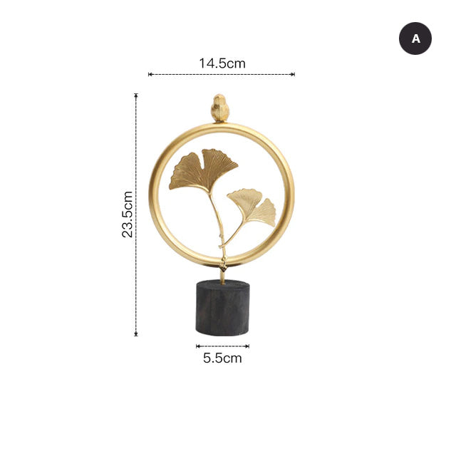 Creative Golden Floral Leaves Auspicious Ornament Elegant Statuette For Modern Living Room Nordic Home Interior Styling