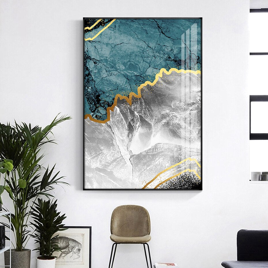 Modern Abstract Gold Marble Texture Background Canvas Painting Interior Poster Print Wall Art Picture Living Room Home Decor