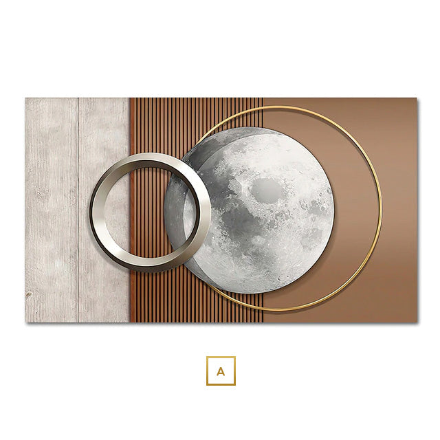 Abstract Sun Moon Wall Art Fine Art Canvas Prints 3d Abstract Geometric Visualization Pictures For Luxury Apartment Hotel Home Office Art Decor
