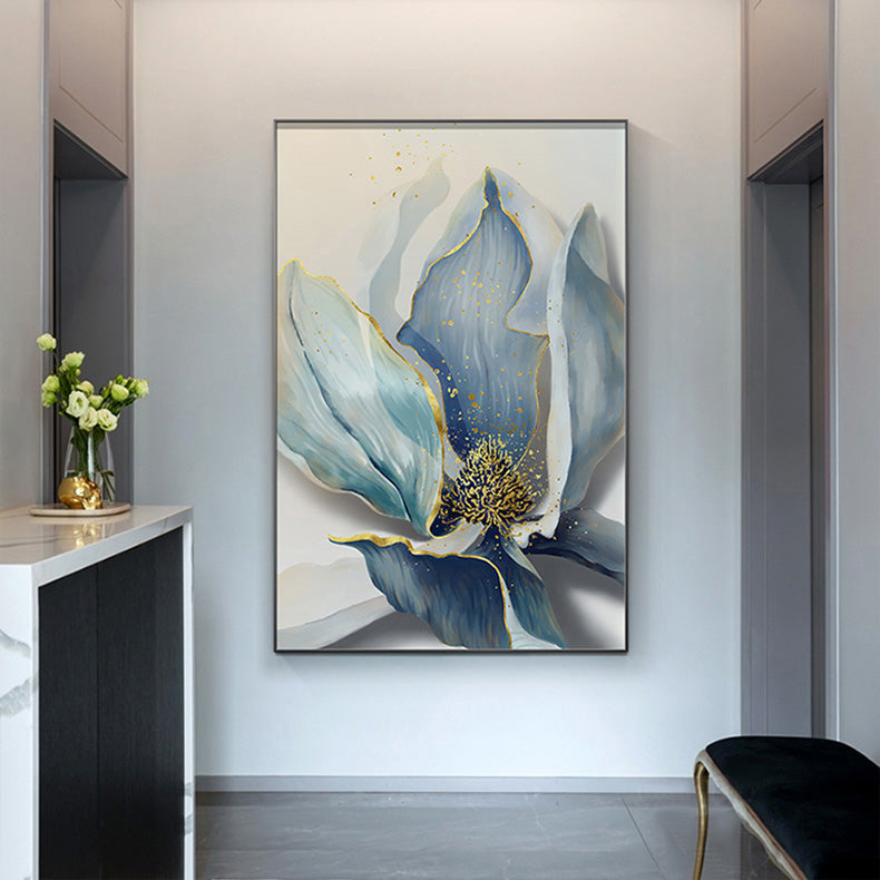 Big Floral Modern Abstract Wall Art Fine Art Canvas Prints Blue Jade Orange Yellow Flowers Pictures For Luxury Living Room Nordic Botanical Art Decor