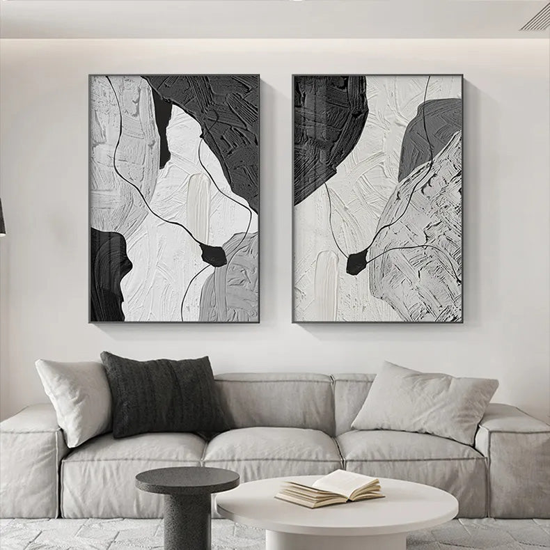 Industrial Abstract Black White Wall Art Fine Art Canvas Prints Modern Picture For Urban Loft Living Room Hotel Room Home Office Art Decor