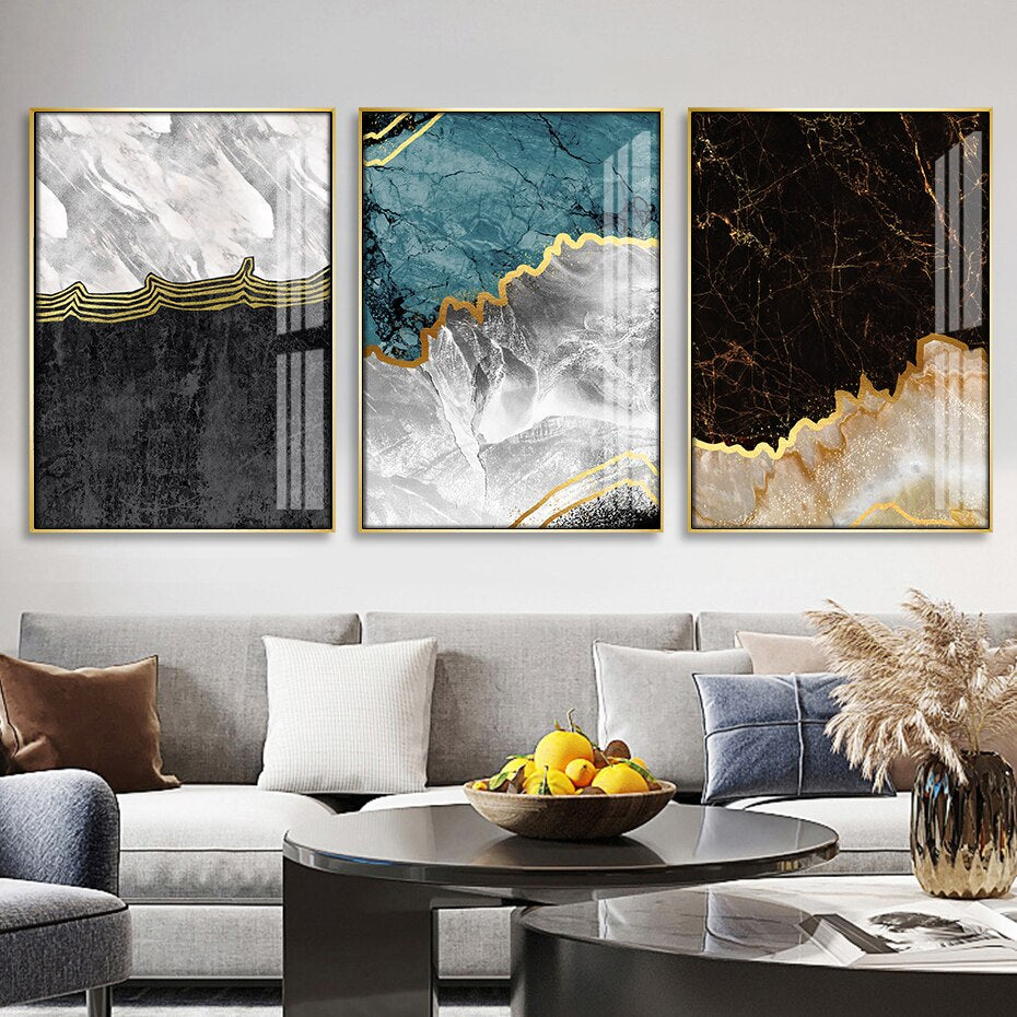 Modern Abstract Gold Marble Texture Background Canvas Painting Interior Poster Print Wall Art Picture Living Room Home Decor