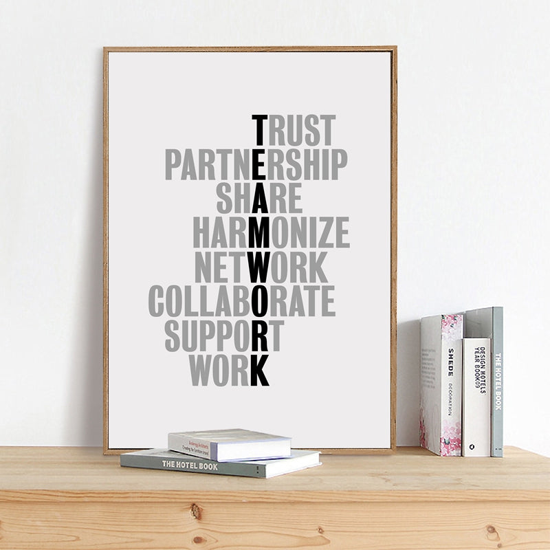 Teamwork Quotes Posters Motivational Wall Art Black And White Fine Art Canvas Prints Inspirational Business Quotations For Modern Office Wall Art Decor