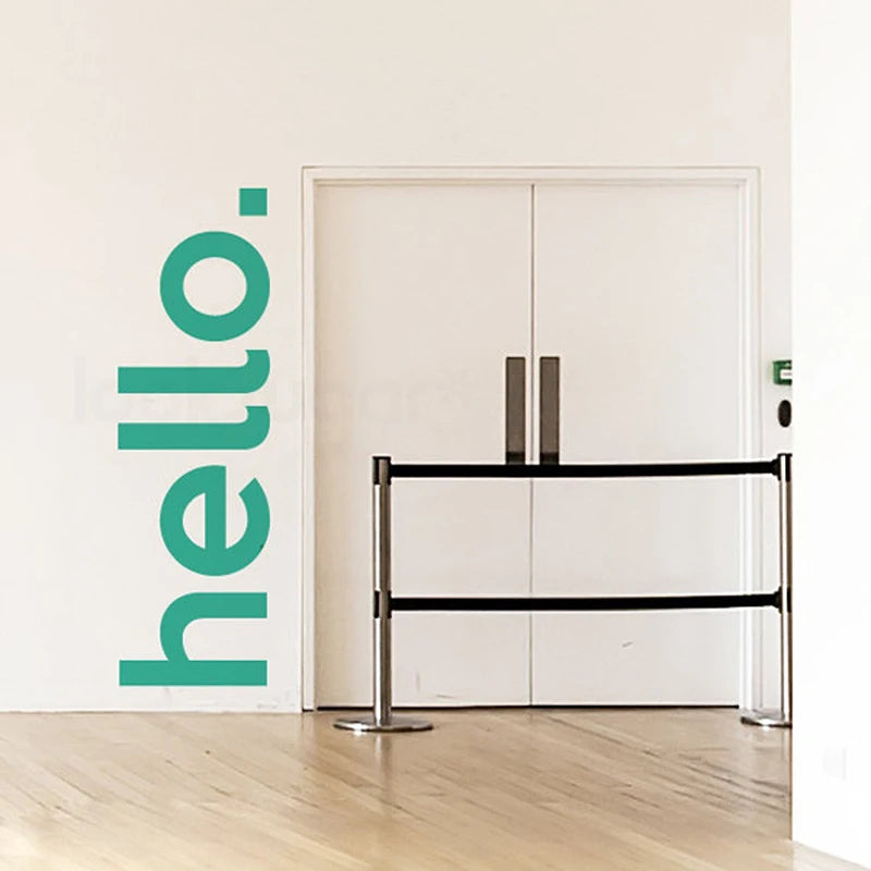 Big Hello Greeting Sign Door Wall Sticker Removable PVC Decal Creative Letters & Text Word Mural For Living Room Bedroom Kid's Room Wall Décor
