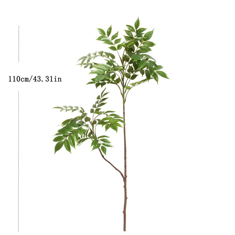 Lush Greenery Faux Plants For Creative Interior Landscaping 110cm Large Tree Branch Varnished Leaves Tall Green Fake Houseplant For Home Garden Indoor Outdoor Decor