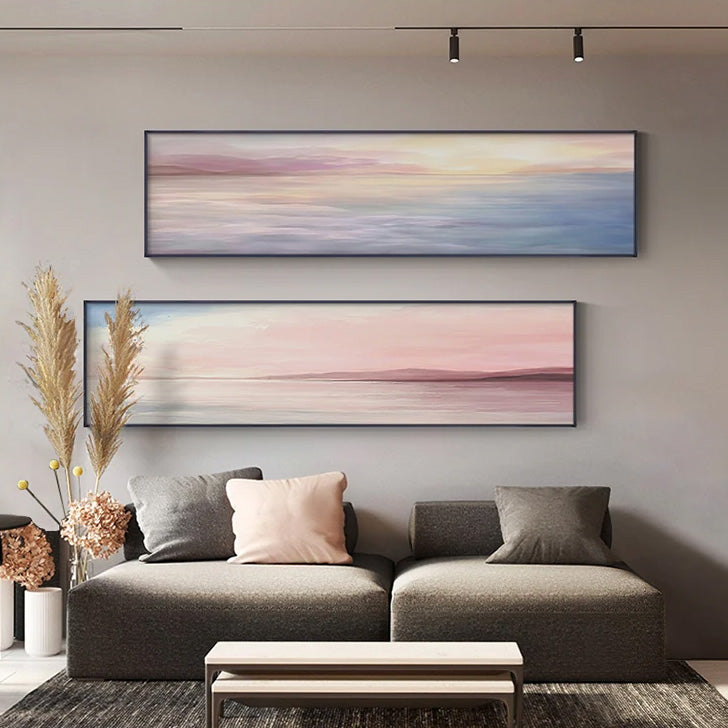 Pastel Blue Pink Purple Abstract Landscape Wall Art Fine Art Canvas Prints Wide Format Pictures For Bedroom Above The Bed Or Above The Sofa