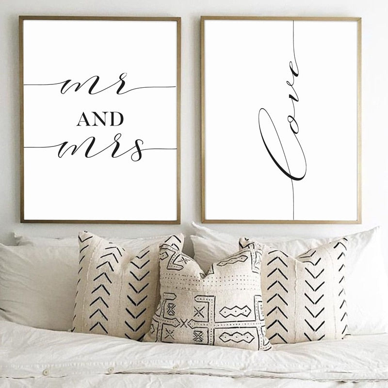 Famous CS Lewis Quote Love Wall Art Fine Art Canvas Prints Black White Typographic Minimalist MR & MRS Posters For Living Room Bedroom Home Interior Decor