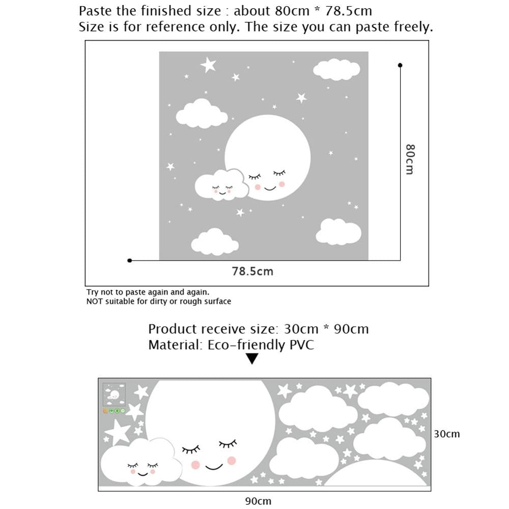Sweet Dreams Cute Clouds White Wall Decals Removable PVC Vinyl Wall Murals For Baby's Bedroom Kids Room Creative Simple DIY Nordic Style Nursery Wall Art Decor