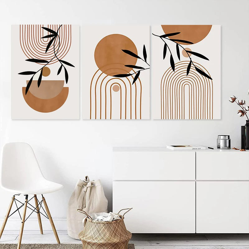 Set of 3Pcs FRAMED Canvas Prints - Nordic Lifestyle Abstract Wall Art Canvas Prints Framed With Wood Frame. Size Options: 20x30cm, 30x40cm