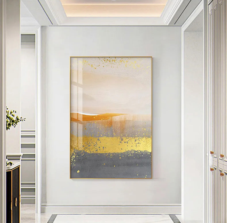 Abstract Nordic Landscape Wall Art Fine Art Canvas Prints Golden Rustic Hues Pictures For Modern Apartment Living Room Contemporary Home Decor