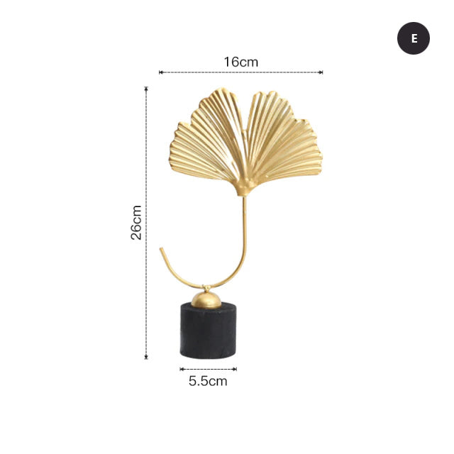 Creative Golden Floral Leaves Auspicious Ornament Elegant Statuette For Modern Living Room Nordic Home Interior Styling