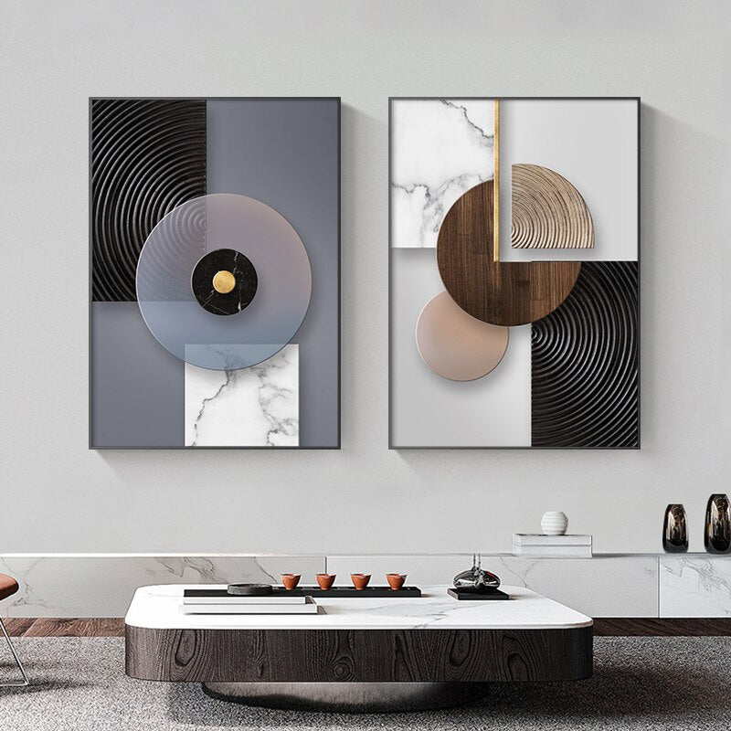 Abstract Textural Geometric Design Wall Art Fine Art Canvas Prints Modern Pictures For Luxury Loft Living Room Dining Room Home Office Art Decor