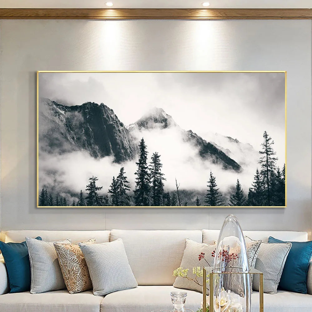 Northern Landscapes Forest Mountain Wilderness Wall Art Fine Art Canvas Prints Black White Posters For Living Room Modern Home Office Decor