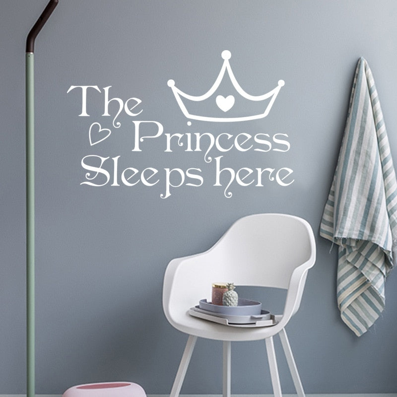 Baby Princess Signage Wall Decal For Girl's Room Removable PVC Vinyl Wall Mural For Baby Girl Bedroom Simple Creative DIY Decor Nordic Style Nursery Wall Decor