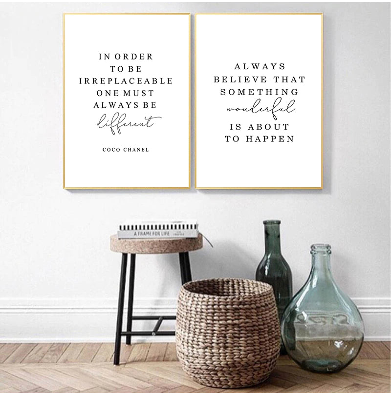 Always Believe Fashion Quotes Wall Art Fine Art Canvas Prints Black White Minimalist Posters Pictures For Living Room Girl's Bedroom Salon Art Decor