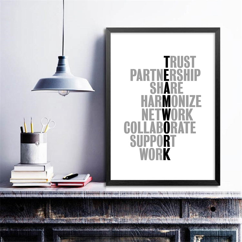 Teamwork Quotes Posters Motivational Wall Art Black And White Fine Art Canvas Prints Inspirational Business Quotations For Modern Office Wall Art Decor