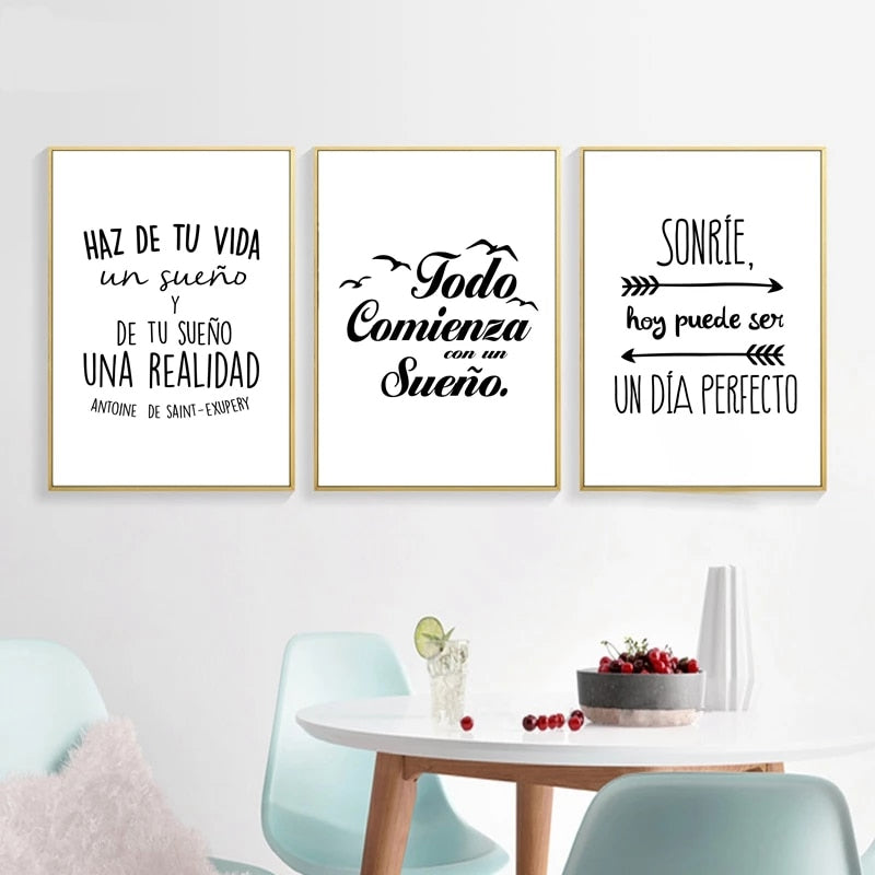 Positive Quotes In Spanish Wall Art Fine Art Canvas Prints Minimalist Black White Inspirational Daily Mantra Motivational Posters For Study Room Dorm Wall Decor
