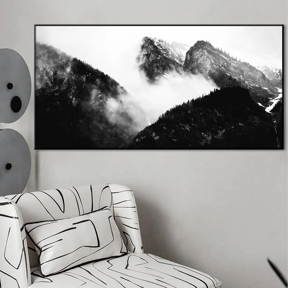 Northern Landscapes Forest Mountain Wilderness Wall Art Fine Art Canvas Prints Black White Posters For Living Room Modern Home Office Decor