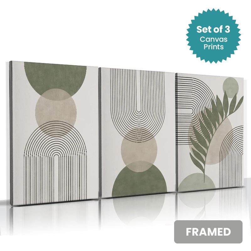 Set of 3Pcs FRAMED Canvas Prints - Nordic Lifestyle Abstract Wall Art Canvas Prints Framed With Wood Frame. Size Options: 20x30cm, 30x40cm