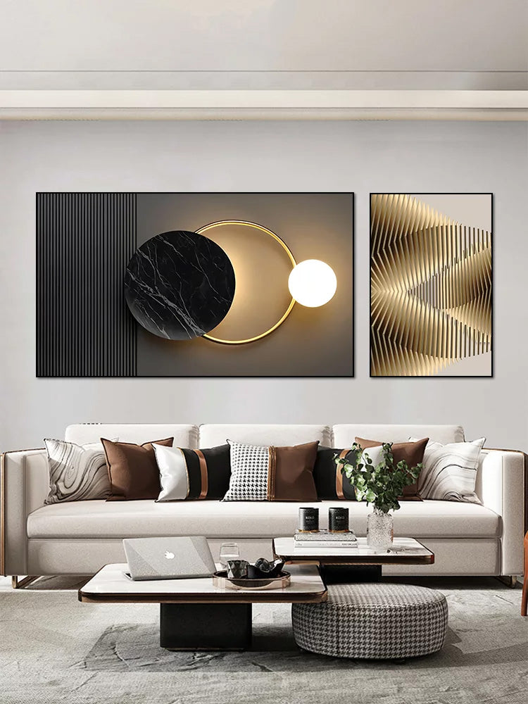 Abstract Sun Moon Wall Art Fine Art Canvas Prints 3d Abstract Geometric Visualization Pictures For Luxury Apartment Hotel Home Office Art Decor