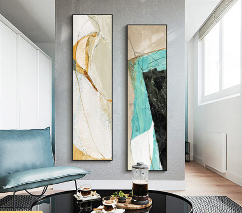 Abstract Geomorphic Vertical Strip Wall Art Fine Art Canvas Prints Modern Wide Format Pictures For Entrance Hall Living Room Home Office Wall Art Decor