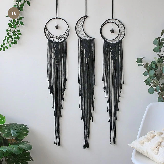 Moon And Stars Dream Catcher Naturally Inspired Cotton Macrame Earthy Hanging Decoration For Bedroom Living Room Essential Nordic Home Decor
