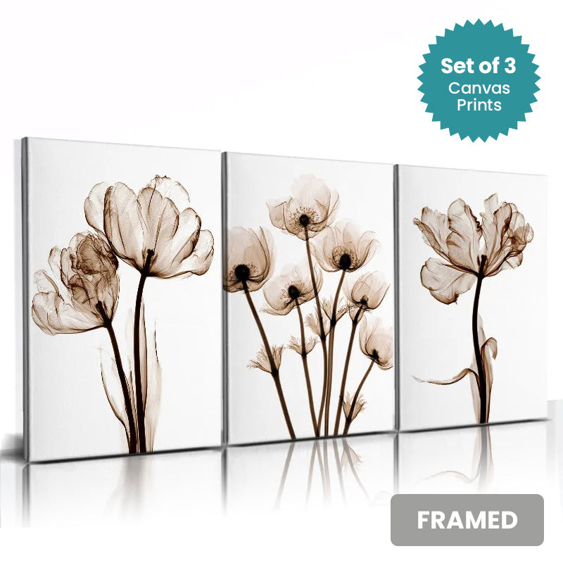 Set of 3Pcs FRAMED Nordic Abstract Wall Art Fine Art Canvas Prints, Framed With Wood Frame. Size Options: 20x30cm & 30x40cm