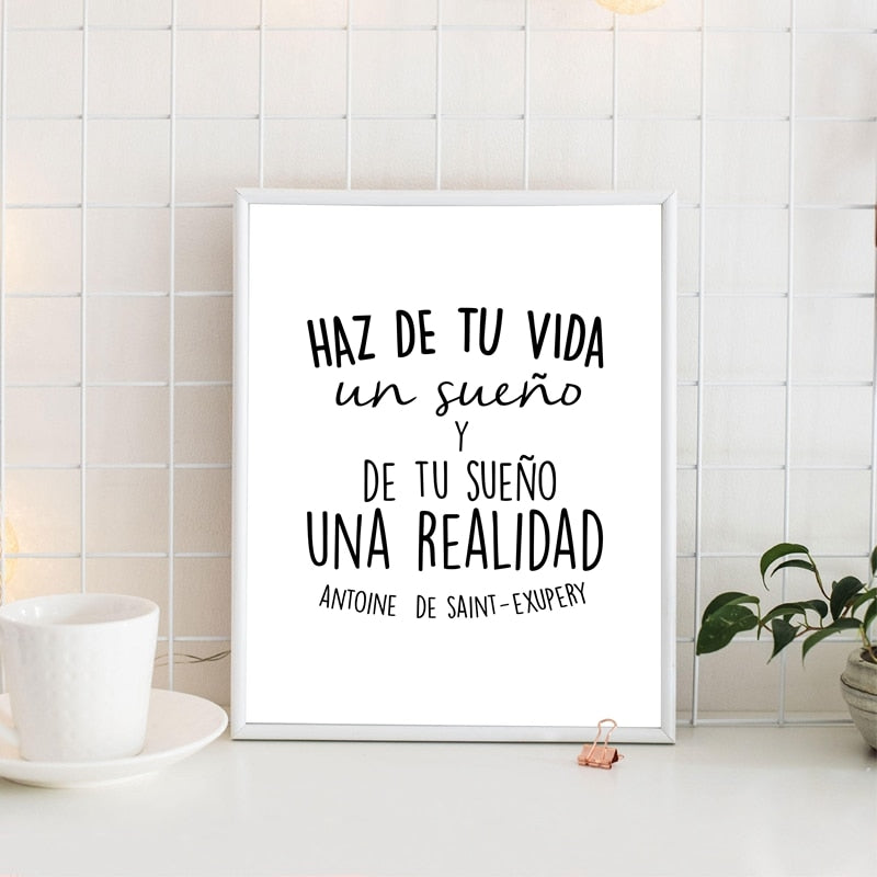 Positive Quotes In Spanish Wall Art Fine Art Canvas Prints Minimalist Black White Inspirational Daily Mantra Motivational Posters For Study Room Dorm Wall Decor