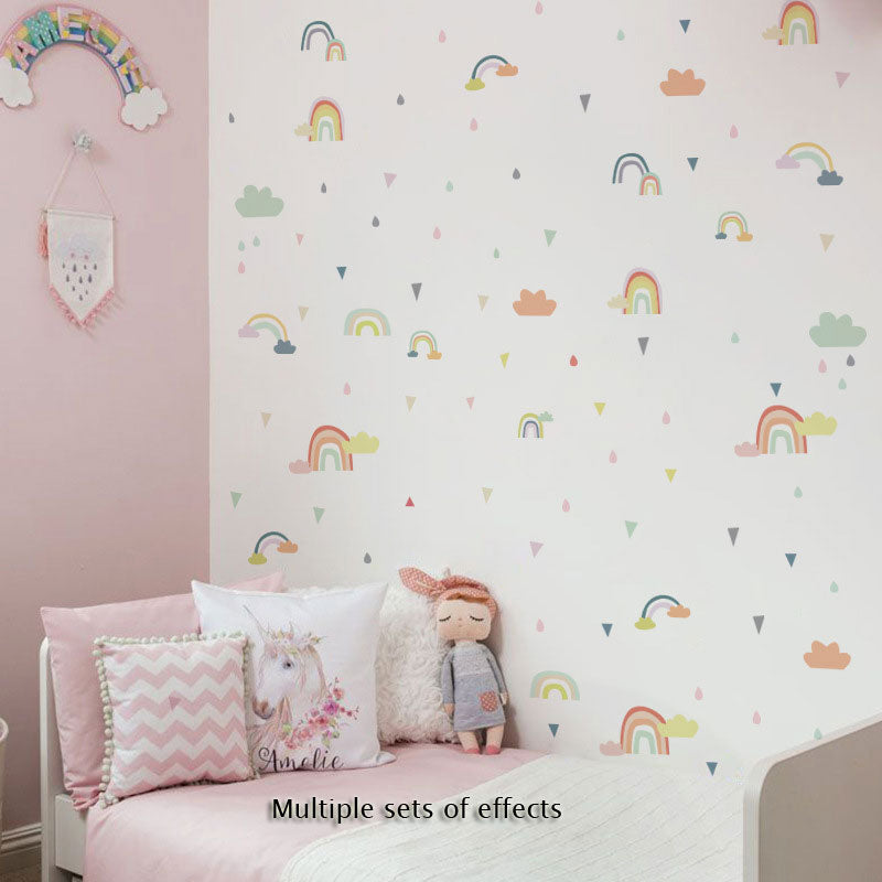 Rainbow Clouds Nursery Decor Wall Decal Removable Peel-and-stick Vinyl PVC Wall Decal For Kids Bedroom Wall Simple Creative DIY Wall Art Home Decor