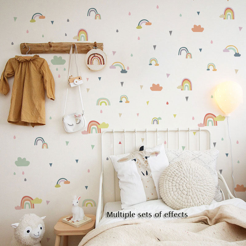 Rainbow Clouds Nursery Decor Wall Decal Removable Peel-and-stick Vinyl PVC Wall Decal For Kids Bedroom Wall Simple Creative DIY Wall Art Home Decor